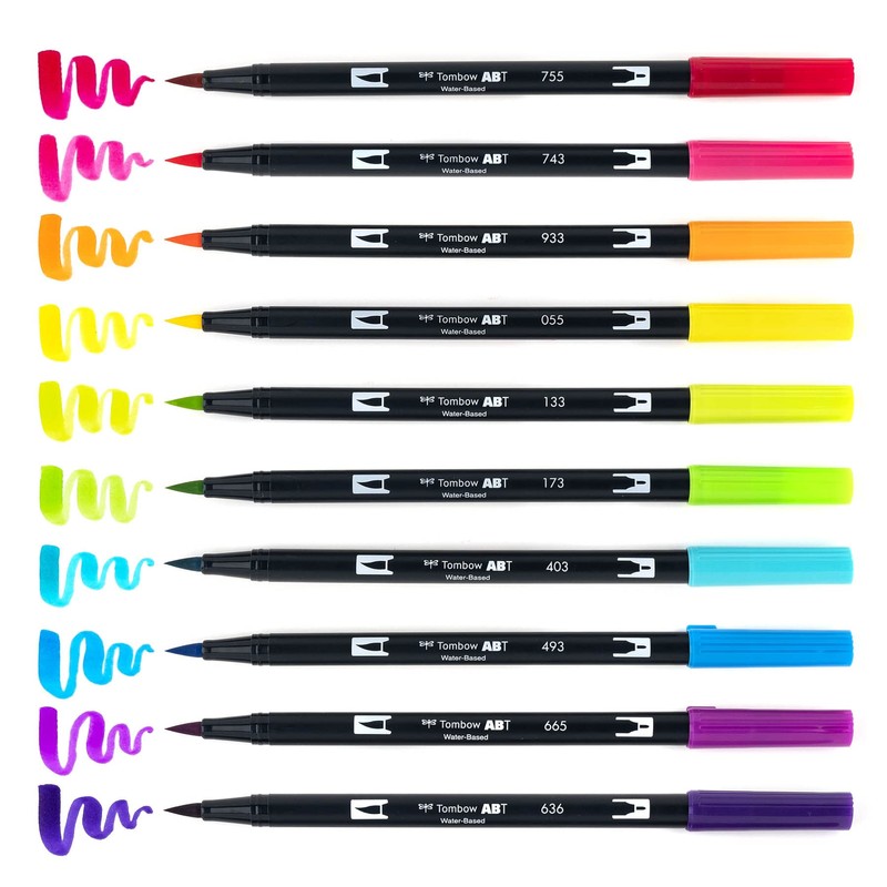 Tombow - Rotuladores artísticos con doble pincel, brillantes, paquete de