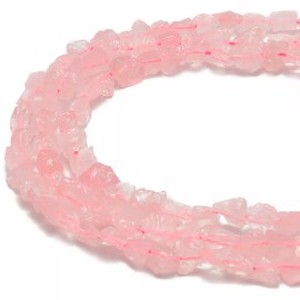 Unbranded Rose Quartz Rough Nugget Chunks Side Drill Beads Approx 8x10mm 15.5" Strand