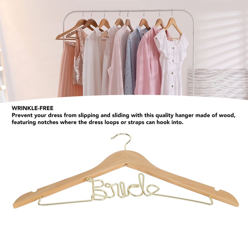 Wedding Hanger Anti Slip Wooden Clothes Hanger Iron Clothing Hanger