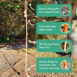 Tumbo Tugger Xtreme - Large Dogs - 1000 lb Breaking Strength - Dog Tree Hanging Bungee Tug Toy for Exercise - Outdoor Play Cord & Tether Tug - Spring Pole Rope Toy - Dog Playground Backyard