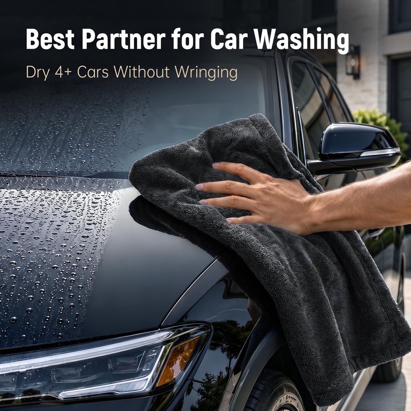 1600 GSM Car Drying Towel, 36x24 70/30 Microfiber, Black