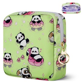 Likesing Tampon Holder for Purse, Canvas Period Bag Sanitary Napkin Storage Bag for Girls Womens, Portable Feminine Emergency Pad Period Pouch(Swimming Panda)