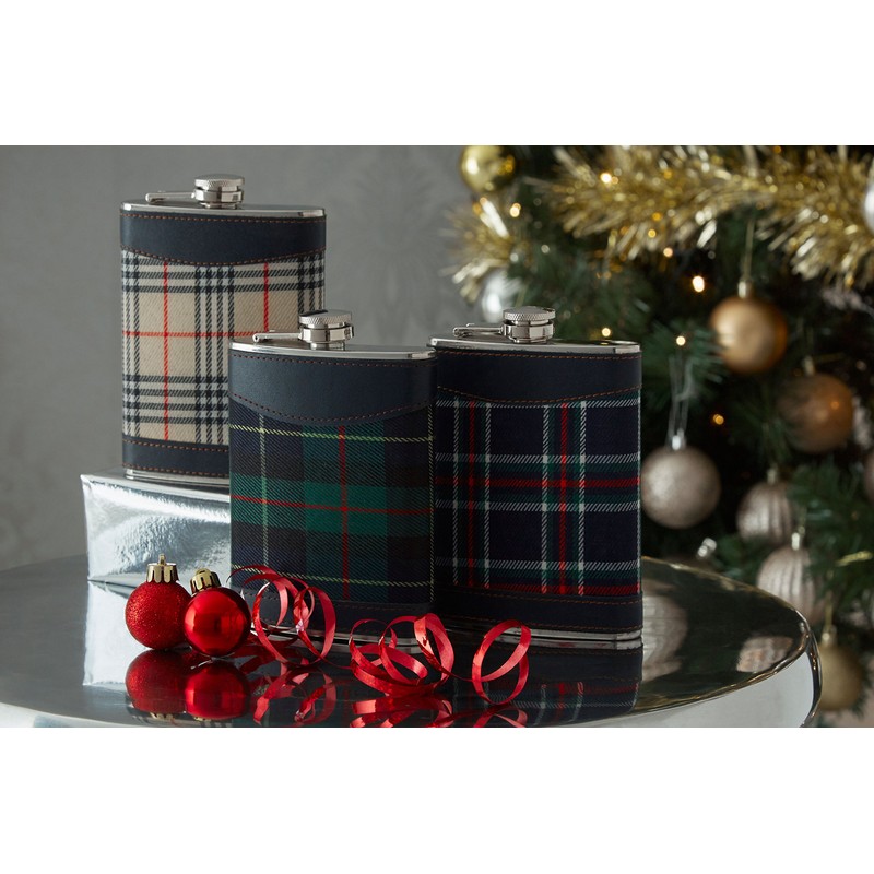 Premier Housewares 508267 Tartan Hip Flask, 8 oz - Blue