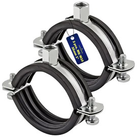 Reinforced Pipe Clamps M8/M10 with Rubber Seal and Diameter 35 mm or 1 Inch - Set of 2 MONTERAL