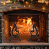 Zettfuly Cast Iron Fireplace Andirons, Decorative Andirons for Wood Burning