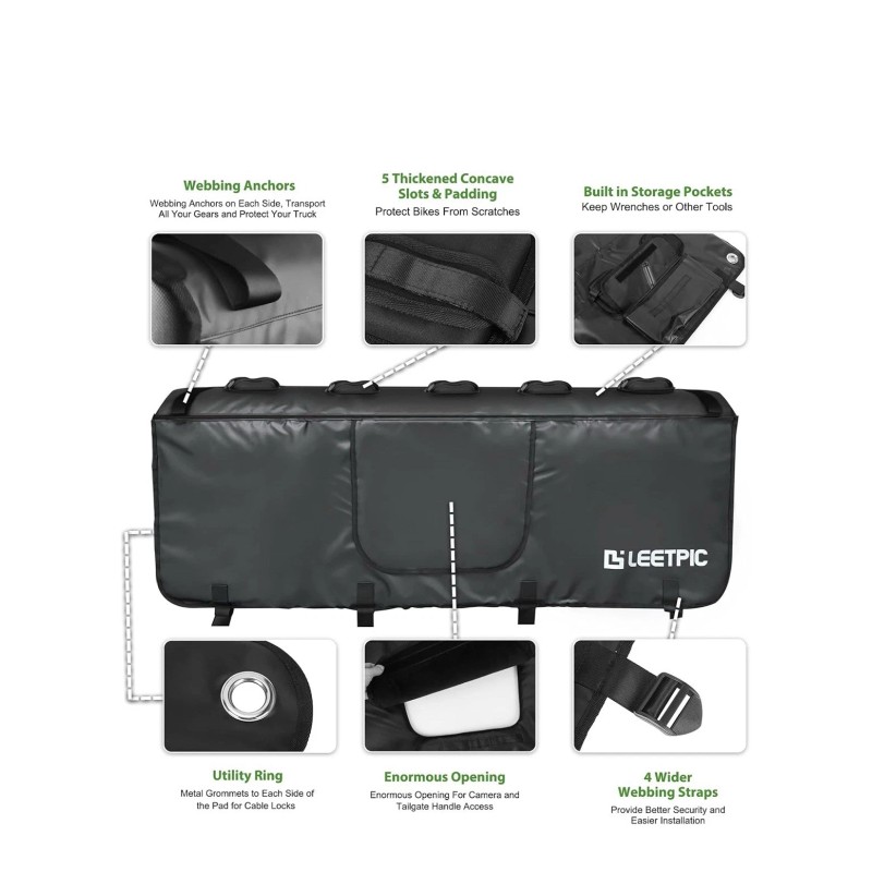 LEETPIC Tailgate Bike Pads for Mid Sized Truck Tailgate with