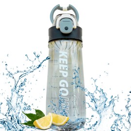 CHICHOUSE Sports Water Bottle with Infuser, 650ml Water Bottle, Leak Proof Clear Water Bottle, Gym Water Bottle for Sports, Cycling, Office, Camping, Travel, Outdoor(Black)