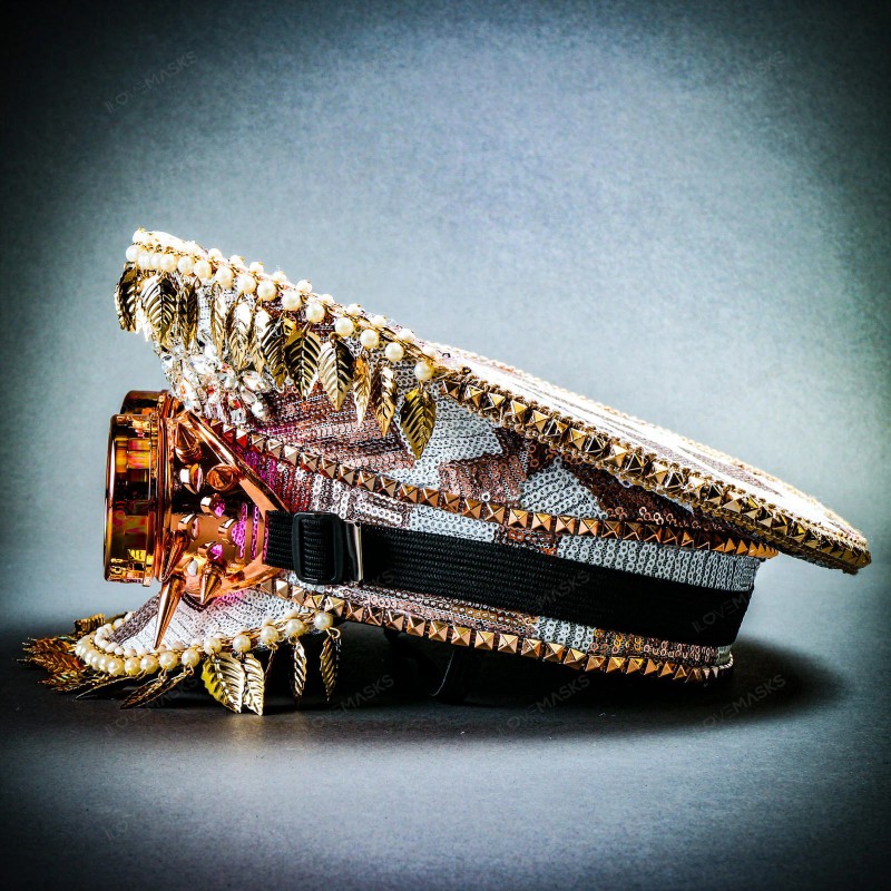 ILOVEMASKS Military Burning Man Top Hat with Kaleidoscope 3D Goggle