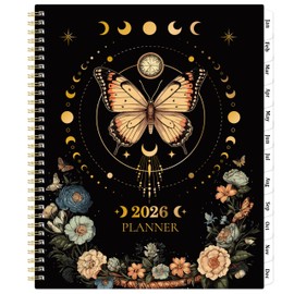 2026 Planner - 2026 Planner Daily Weekly and Monthly, Jan 2026 - Dec 2026, 8.5" x 11", Colorful Tabs, Back Pocket, Perfect Daily Organizer - Butterfly