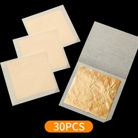 KIRIN Imitation Gold Leaf Sheets,1.97"x1.97" Gold Foil Sheets for Crafts Gilding,Resin Jewelry Making and DIY Nails(30 Pieces)