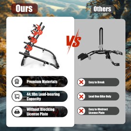 LIYUANJUN Bike Rack for Car Trunk Mount, 3 Bicycle Carrier Rack for SUV Minivan Sedans Most Cars Universal Car Holder Maximum Load 40KG/88LB Iron Round Tube Frame Foldable Design