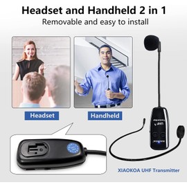 【Technical Compliance Mark Certified】XIAOKOA Wireless Microphone, Wireless Headset Microphone, 50-Meter Transmission Range, Automatic Pairing, Volume Adjustment, Ear-Hanging, Stage Portable