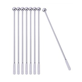 YFFSFDC Stainless Steel Stirring Rod, Long Stirrer, Total Length 7.5 inches (19 cm), Cocktail, Coffee, Beverage Mixer, Convenient Accessories, Set of 8 (Silver)