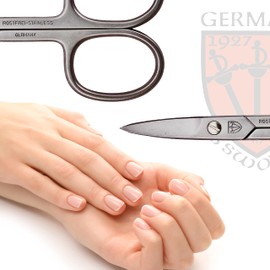 DREI SCHWERTER - Curved Nail Scissors | Sharp Blade for Precise Cutting of Nails Rustproof Brand Quality Made in Germany | Contents: Black Nail Case Made of Artificial Leather; Nail Scissors - Curved