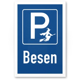 DankeDir! Parkplatz Besen Hexen - Schild 30 x 20 cm - Frauen Geschenk Geburtstagsgeschenk Geburtstag Freundin - Geburtstagskarte Partydeko Geschenkidee Geburtstagsdeko