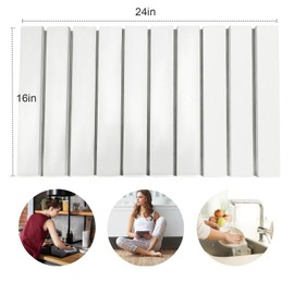 Stone Dish Drying Mat for Kitchen Counter Collapsible Stone Dish Drying Mat Diatomaceous Earth Dish Drying Mat Quick Dry Strong Absorbent Stone Dish Drying Mat for Kitchen (white, 24'' (L)x 16''(W))