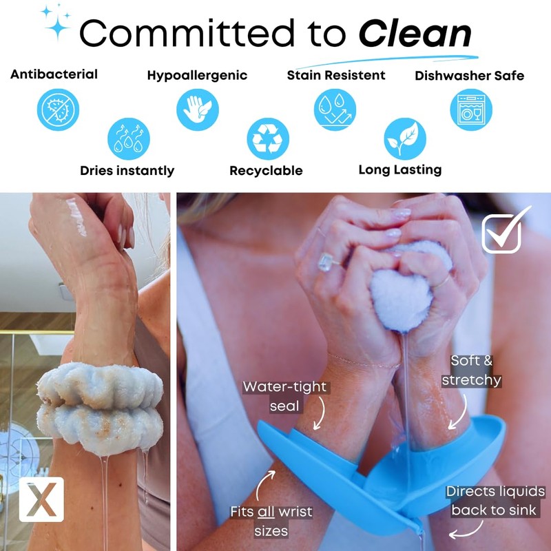 LiquiBands Face Washing Wristbands – No More Wet Sleeves -