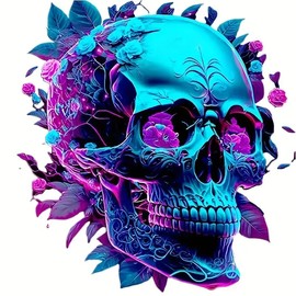 Glitter Rainbow Skull PVC Vinyl Car Decals Stickers Waterproof Self-Adhesive Decals for Cars, Laptops, Trucks, Motorcycles Wall Window Luggage Scratch Cover Door Decor Sticker