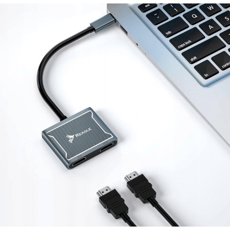 Reagle USB-C HUB Adapter - Dual HDMI 4K, 100W PD,