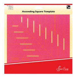 Sew Easy Ascending Square Template – 25cm/10” Quilting & Patchwork Rule for Applique Sewing, Transparent Acrylic Non-Slip