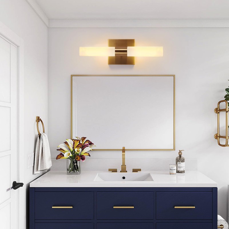 KUZZULL Modern Wall Sconces, Set of 2 Brushed Brass Gold,