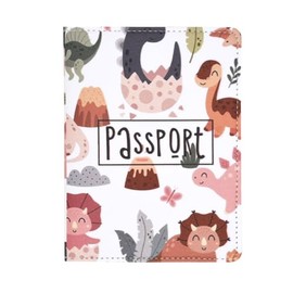 Snogisa Passport Cover for Kids, Women and Men,Travel Documents Organizer Protecto,Travel Passport Holder,Passport Holder Cover Travel Wallet (dinosaur-pink)