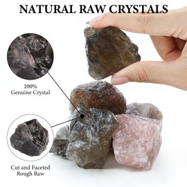 QINJIEJIE 2PCS Raw Crystal Healing Crystals Rough Stones Rocks Protection Energy Reiki Tumbling Divination Meditation Large Crystal 1.8"-2.2" Smoky Quartz