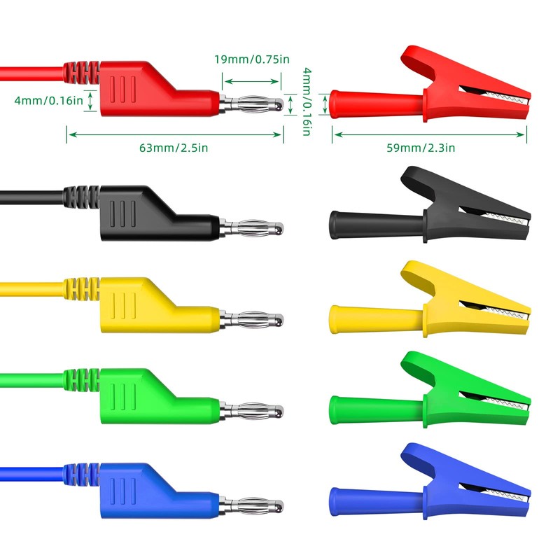 Cleqee 4 mm Stackable Banana to Banana Plug Test Leads