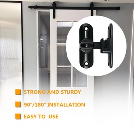 Alamic Gate Latch, 90/180 Degree Door Latch, Barn Door Lock, Sliding Door Lock Latch, Small Flip Gate Latch, Hook and Eye Latch for Door Cabinet Barn Bathroom Black - 1 Pack