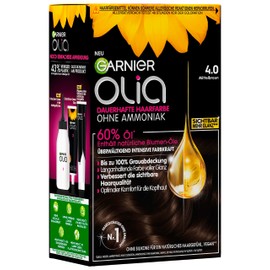 Garnier Olia #4.0 Medium Brown, Permanent Hair Colour with Intense Colour, No Ammonia, Contains 60% Oils of Colour Cream
