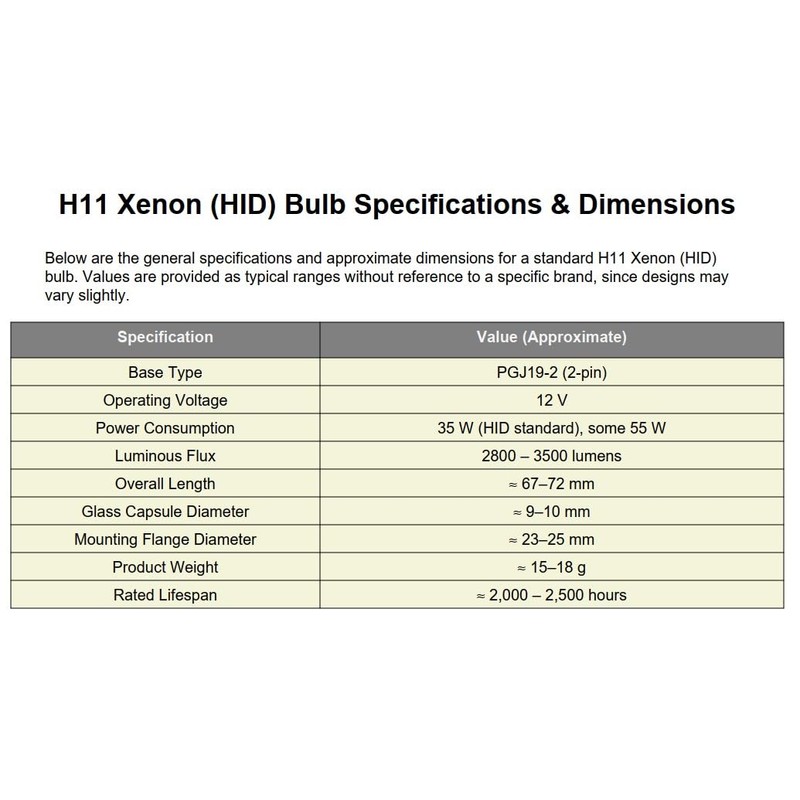 Xentec H11/H8/H9 6000K HID Xenon Bulb 1 pair (35W/55W)