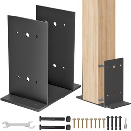 6x6 Post Base 1 Pcs,Heavy Duty Detachable Post Bracket with Adjustable Inner Size (5.6" x 5.1"-6.1"), Rust-Proof Powder-Coated Thick Post Anchor for Deck Railing, Fences, Mailboxes, Pavilions