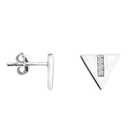 SOFIA MILANI - Women's Earrings 925 Silver with Zirconia Stones - Triangle Stud Earrings, Sterling silver, Cubic Zirconia