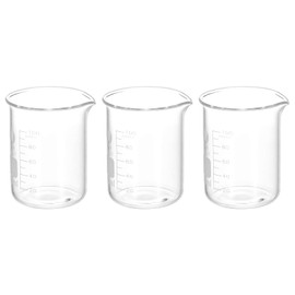 PATIKIL 3Pcs 100ml Low Form Glass Beaker, 3.3 Borosilicate Glass Graduated Printed Scale Measuring Cups with Spout for Kitchen Lab Liquids
