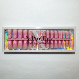 SXC Cosmetics X-Pro Tips French Tip Press on Nails – French Pink Edition (PINK115KIT-M Almond)