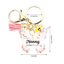 CHEERYMAGIC Nanny Gifts, Nanny Keyring Mothers Day Gifts Nana Gift from Grandchildren Butterfly Keychain for Nana Christmas Birthday Present A7HDYSK