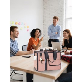 BALEINE Large Utility Tote Bag with Reinforced Bottom, Multi-Pockets and Top Zipper Closure, Perfect for Teachers, Nurses, Travel, Work - Water-Resistant (Medium, Black)