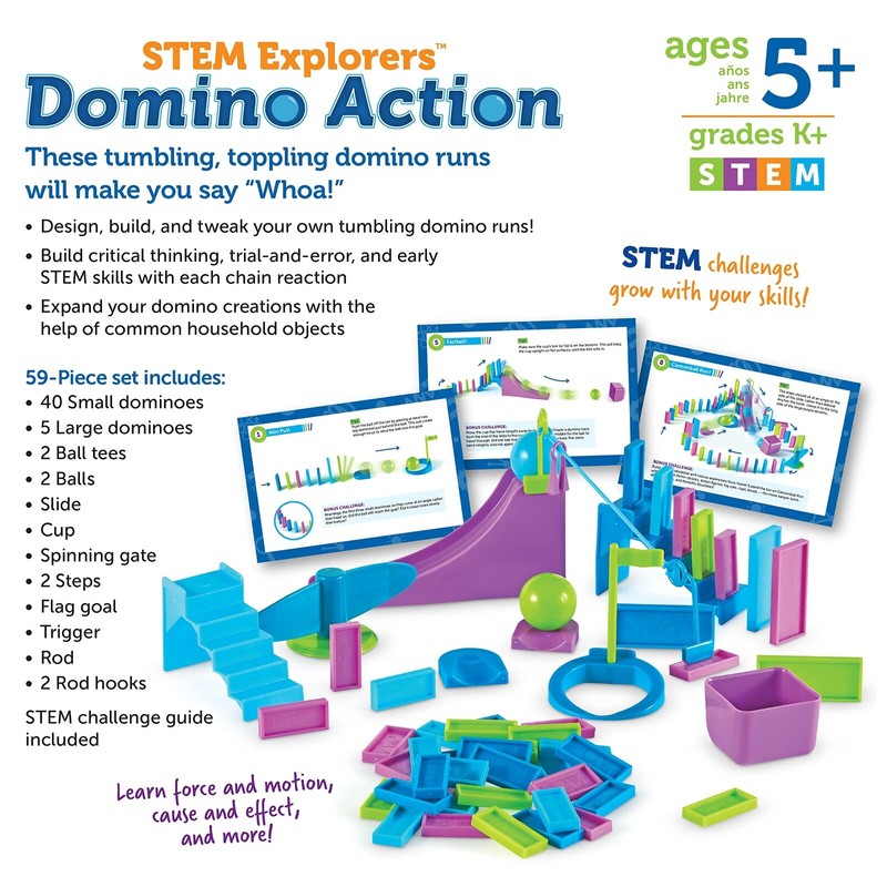 Learning Resources STEM Explorers Domino Action Set with 45 Colorful