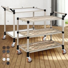 Extra Large 2/3 Tier Mobile Food Cart Kitchen Wagon Restaurant Cart Natural Oak 3 Tier Extra Large