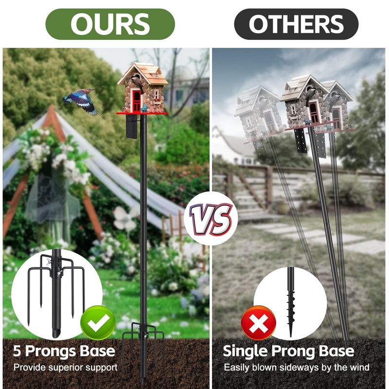 Bird Feeder Pole,75" Outdoor Bird House Pole Kit Stand with