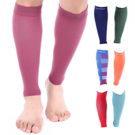 Doc Miller Compression Calf Sleeve for Men & Women, Premium Medical Grade, 20-30mmHg Graduated Support for Running, Calf Tear, Shin Splints, Knee High, Maroon Calf Sleeves, X-Large Size, 1 Pair