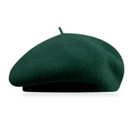 GIDWRIY French Classic Beret Women's Beret, Women's Wool, French Hat, Winter Hat, Beret Hat, Artist Hat, Pantomime, Berets for Spring, Autumn, Winter, dark green, 58