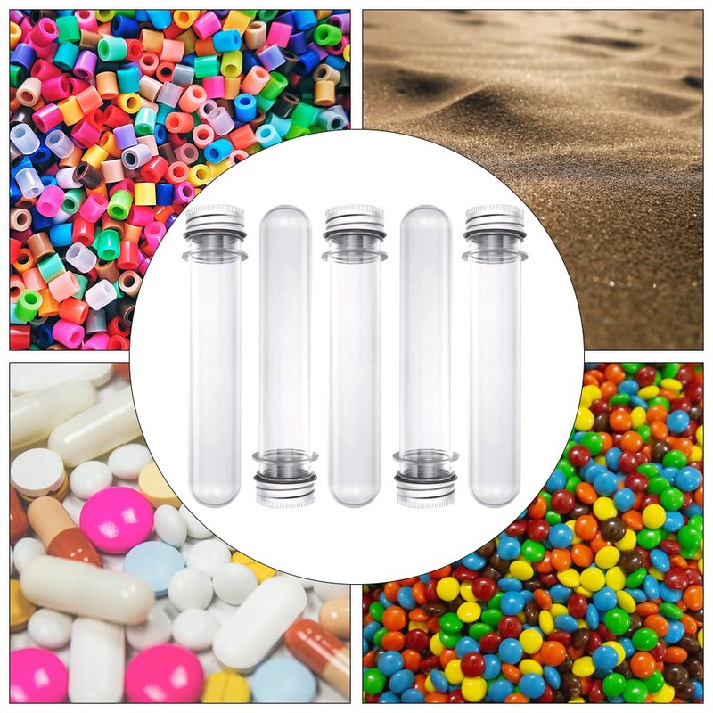 5 Pcs 40ml Plastic Test Tubes with Lid, Clear Test