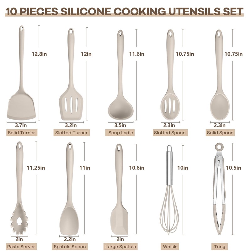 TeamFar Kitchen Cooking Utensils, 10 pcs Silicone Cooking Utensils Set,