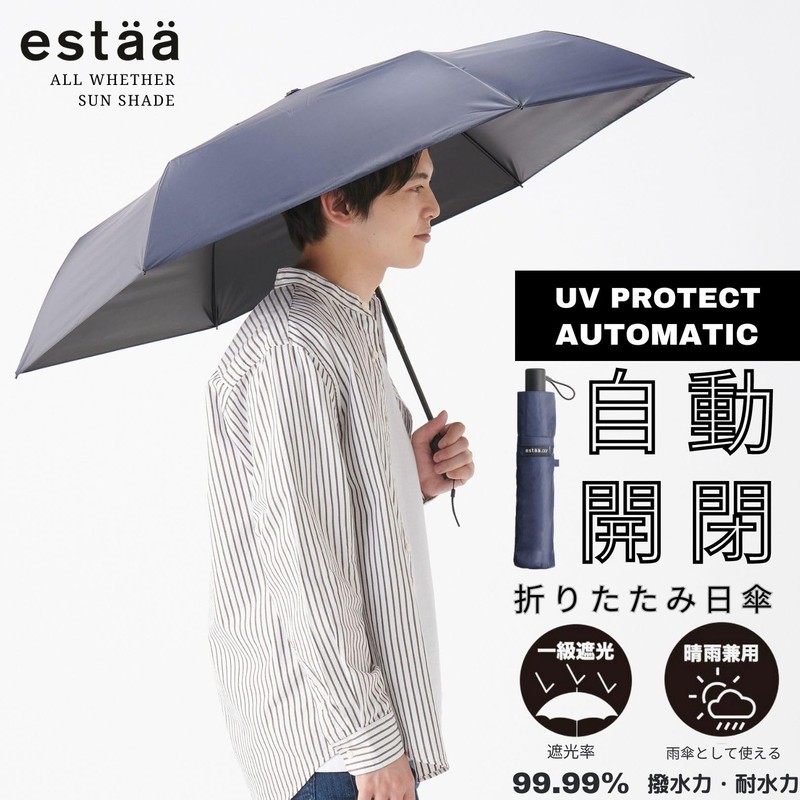 estaa 30225 Men's Parasol, Automatic Opening/Closing, Large Size, Light Blocking,