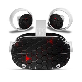 Skin for Oculus Quest 2,Unique Patterns to Dress Up Quest 2 Headset & Controllers, Vinyl Sticker Cover for Girls Boys Kids (Black Honeycomb)