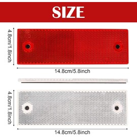 8 Pcs Universal Red + White Plastic Rectangular Stick-on Car Reflector Sticker,Door Reflectors Interior Red + White Compatible Warning Plate for Gate Posts, Trailer Motorcycle Caravan Truck