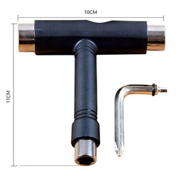 All-In-One Skate Tools Multi-function Portable Skateboard T Tool Accessory with T-type Allen Key and L-type Phillips Head Wrench Screwdriver