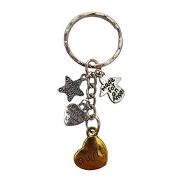 Love Heart Keyring Aunt Angel Charm Pendant