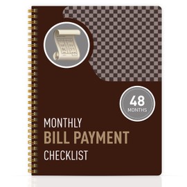 Monthly Bill Payment Checklist - Bill Tracker Notebook & Budget Planner, Bill Organizer and Expense Tracker for Personal Financial Budgeting, 8" x 10", Brown